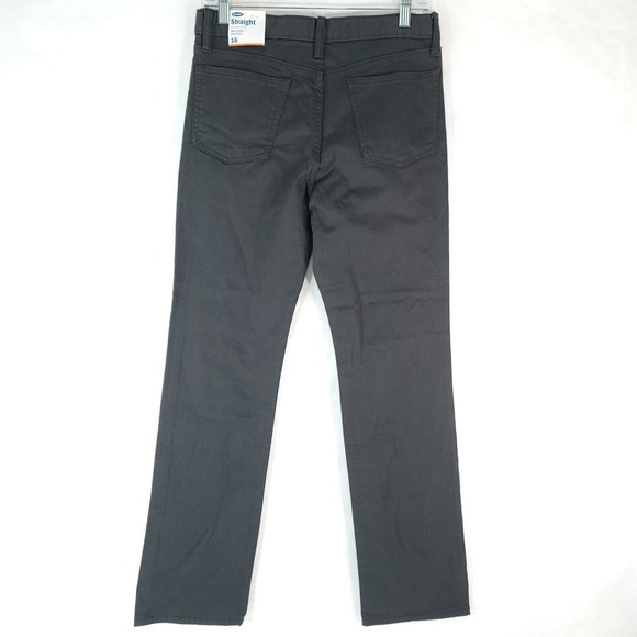 Old Navy Straight Built In Flex Tough Pants Grey Charles Boy's Sz 16 Adjustable - Picture 3 of 12